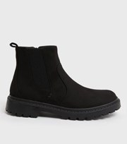 New Look Black Suedette Chunky Chelsea Boots